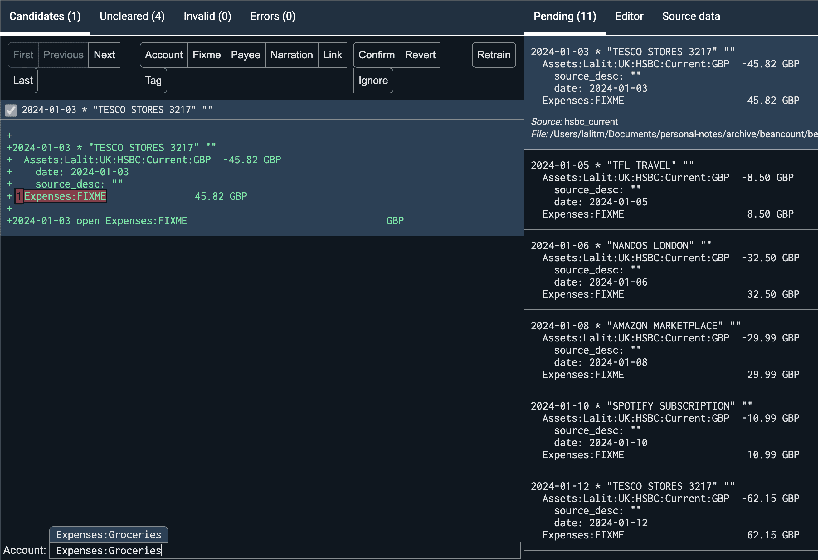 Beancount Import Web UI